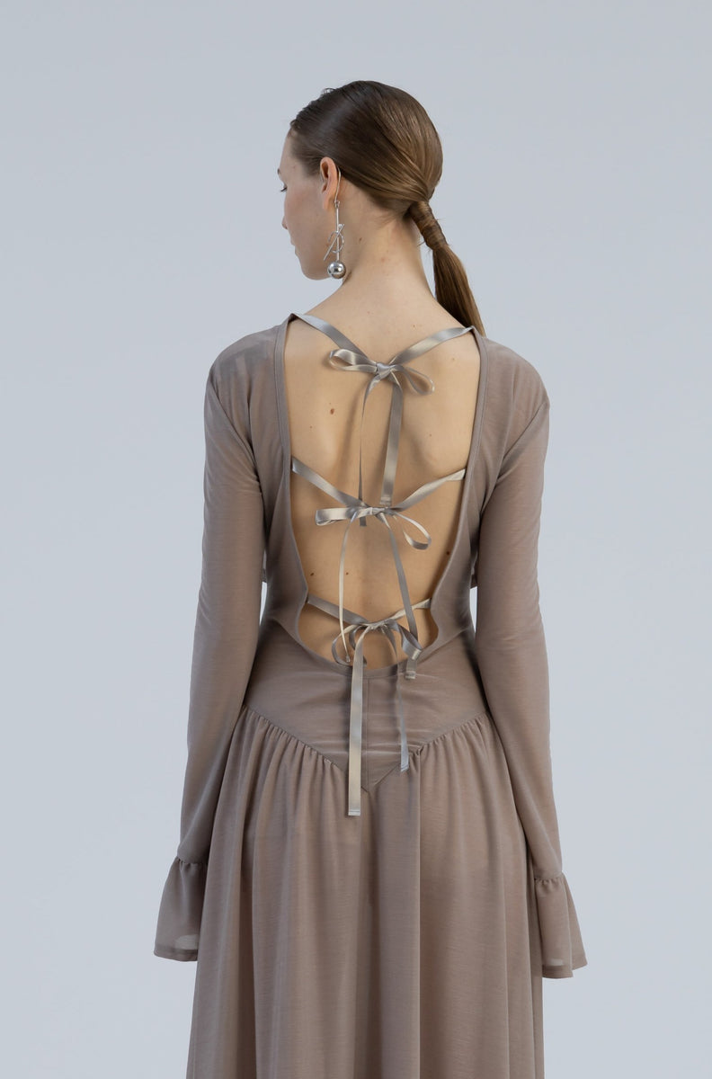mikageshin メッシュワンピース Sheer Sculptured Dress｜MIKAGE SHIN