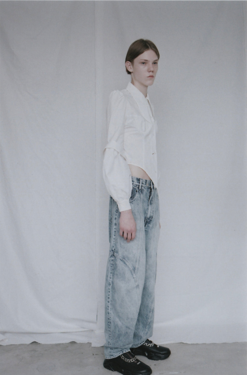 [Reservation product] 3D Cutting Balloon Denim Pants