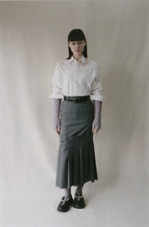 蕾丝对接礼服衬衫