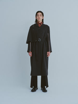 斗篷分层拉链风衣