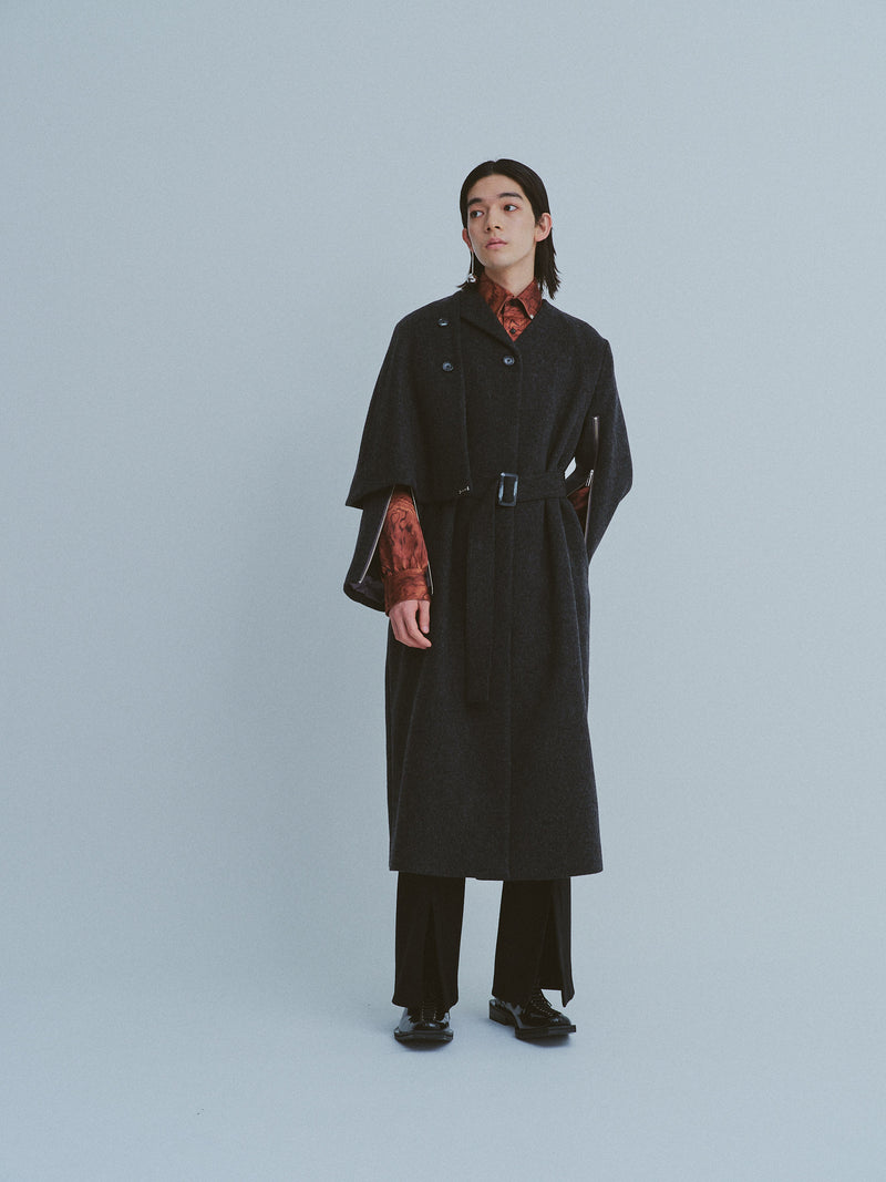 斗篷分层拉链风衣