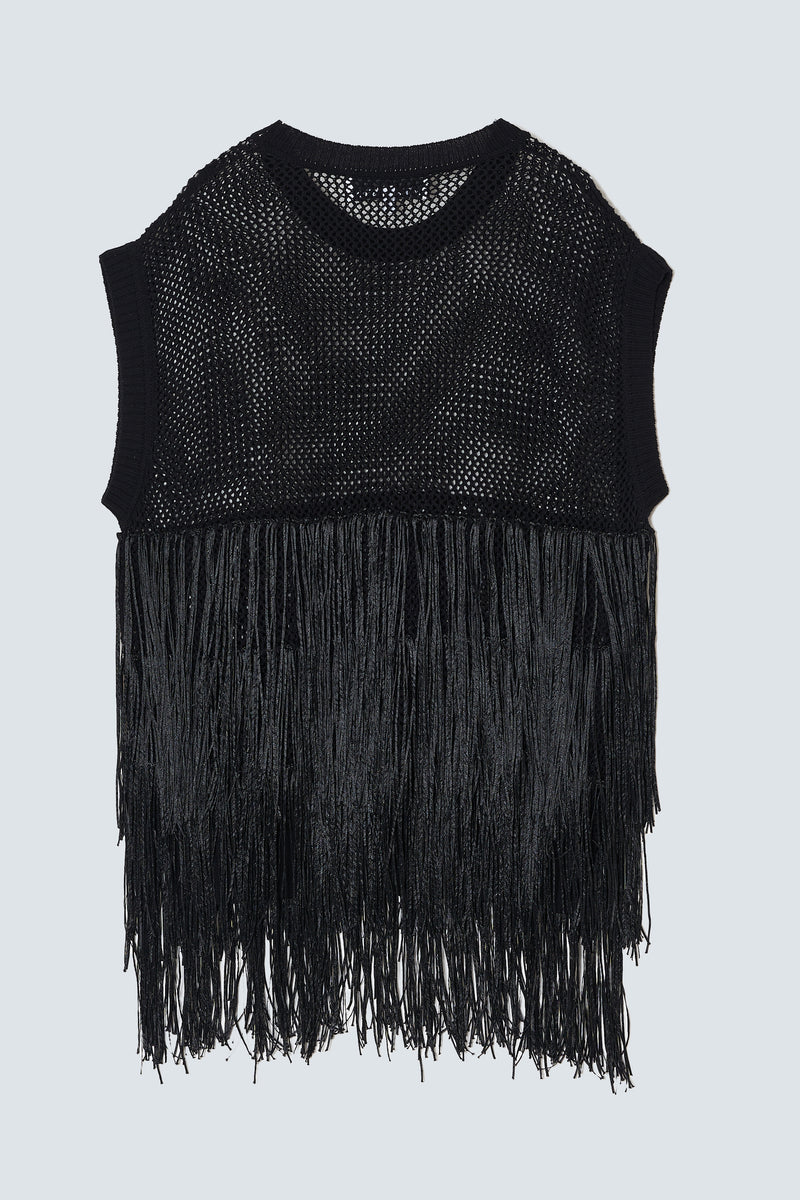 Fringe Sheer Knit Vest