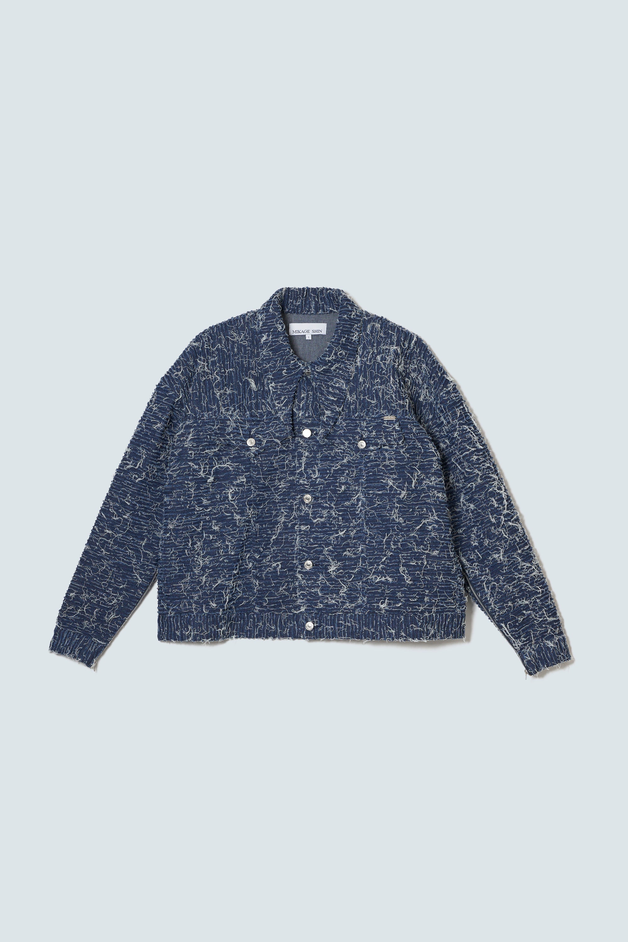 MEDIUM INDIGO WASHED HANDWOVEN DENIM JACKET