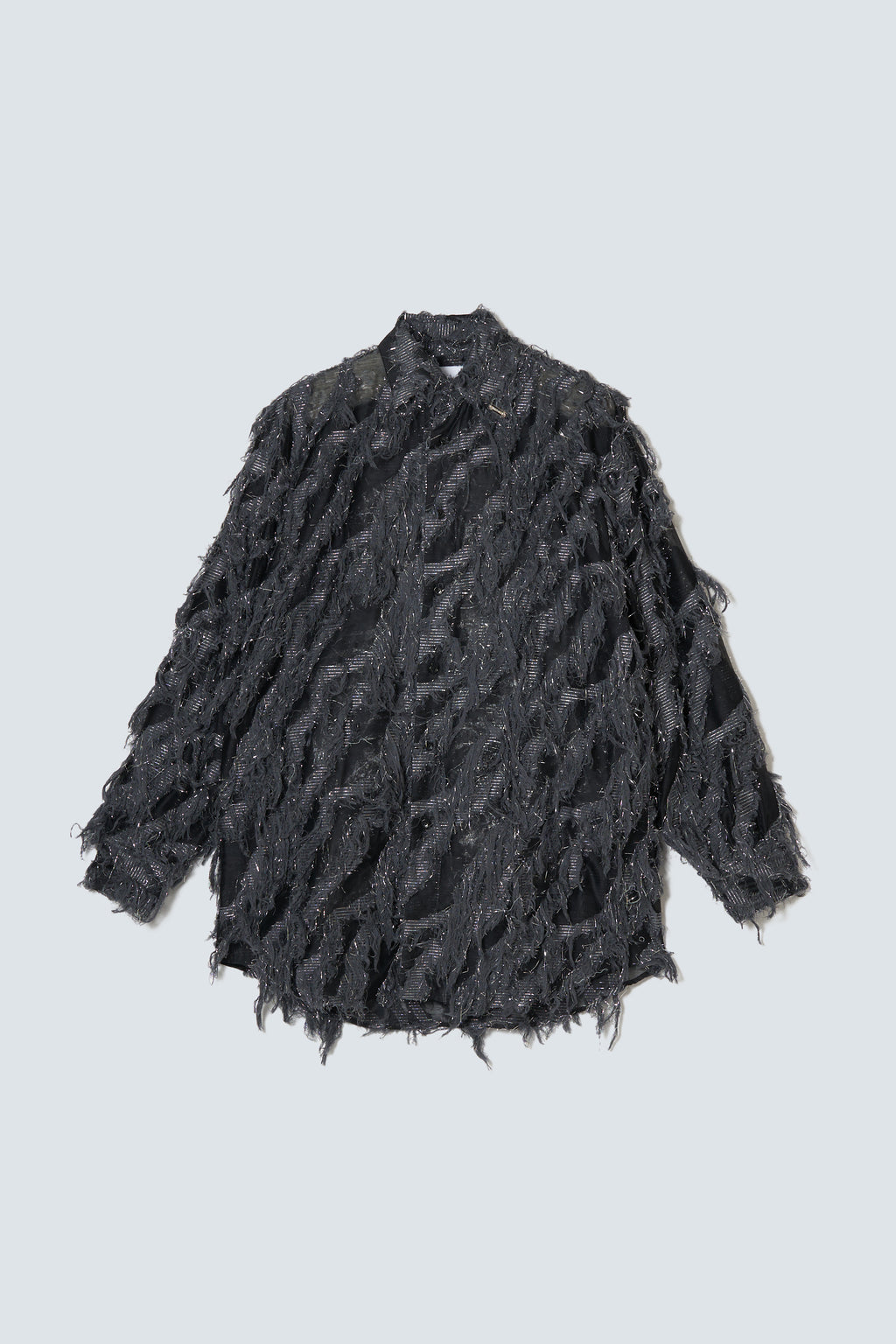 Lame Hand Cut Jacquard Shirt（Black)