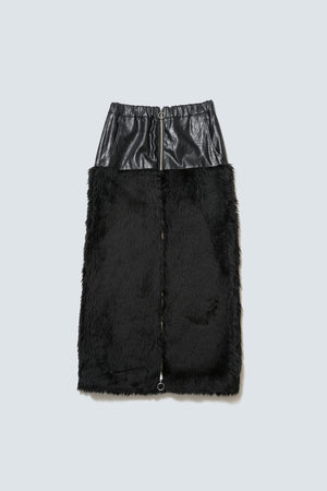 【予約商品】Fur Leather  Double Zipper Skirt