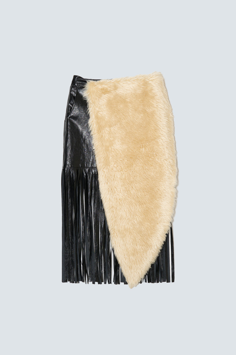 【予約商品】Detachable Fur  Leather Fringe Skirt