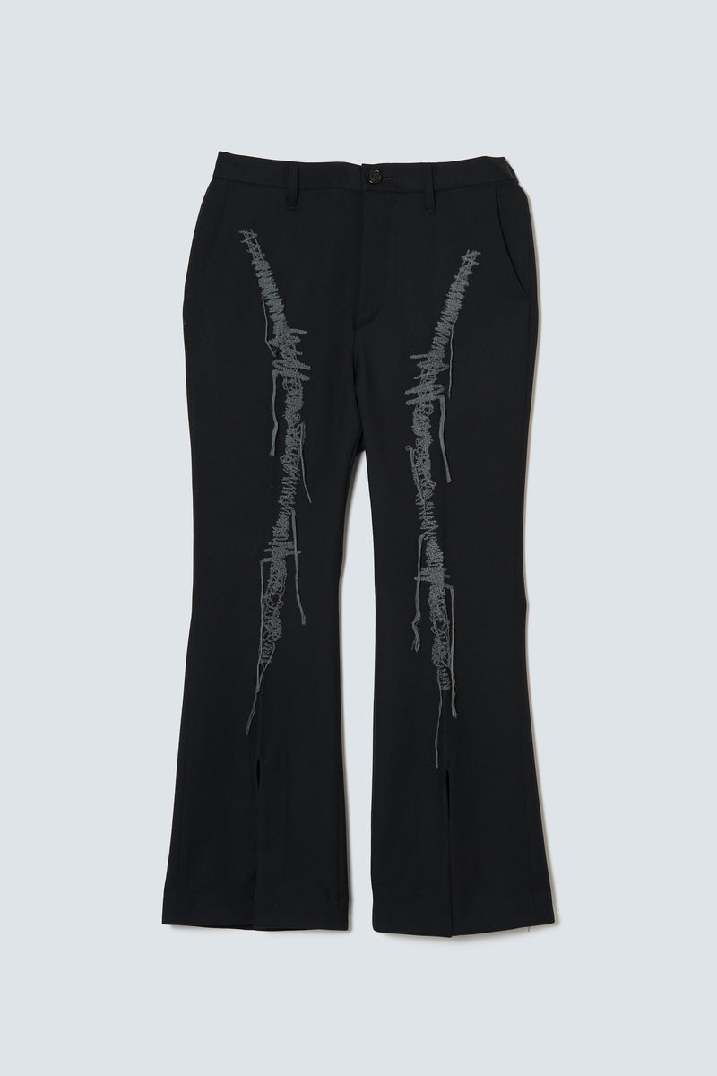 【Coming Soon】"Anonymous Embroidery  Slit Flare Pants / TW"