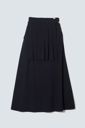 【予約商品】Pleats Belt Skirt / Pin Stripe