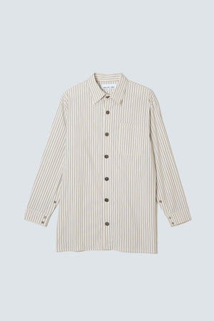 【予約商品】Coin Button Stripe Cotton Shirt