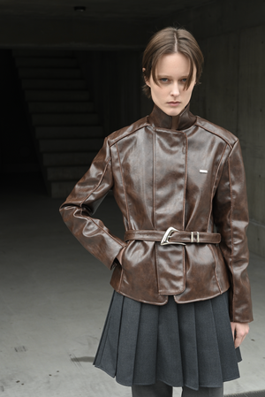 【予約商品】Vegan Leather Stand Collar Blouson