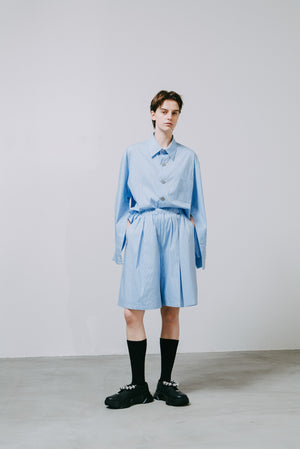 【予約商品】Coin Button Stripe Cotton Shirt