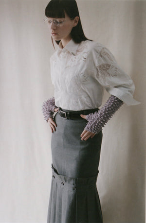 蕾丝对接礼服衬衫