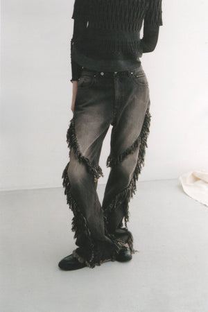 【26SS予約商品】Double Fringe Washed Flare Denim Pants