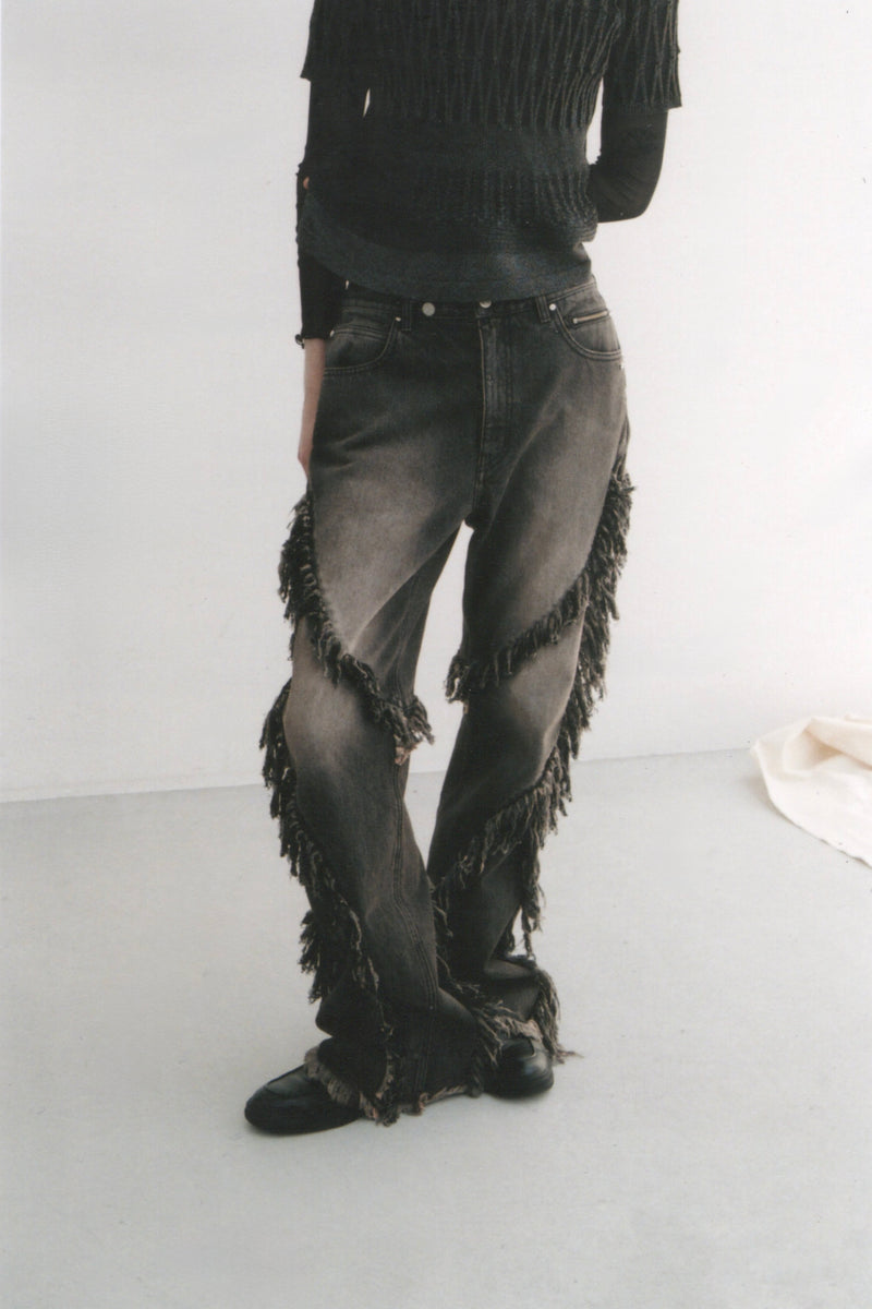 【26SS予約商品】Double Fringe Washed Flare Denim Pants