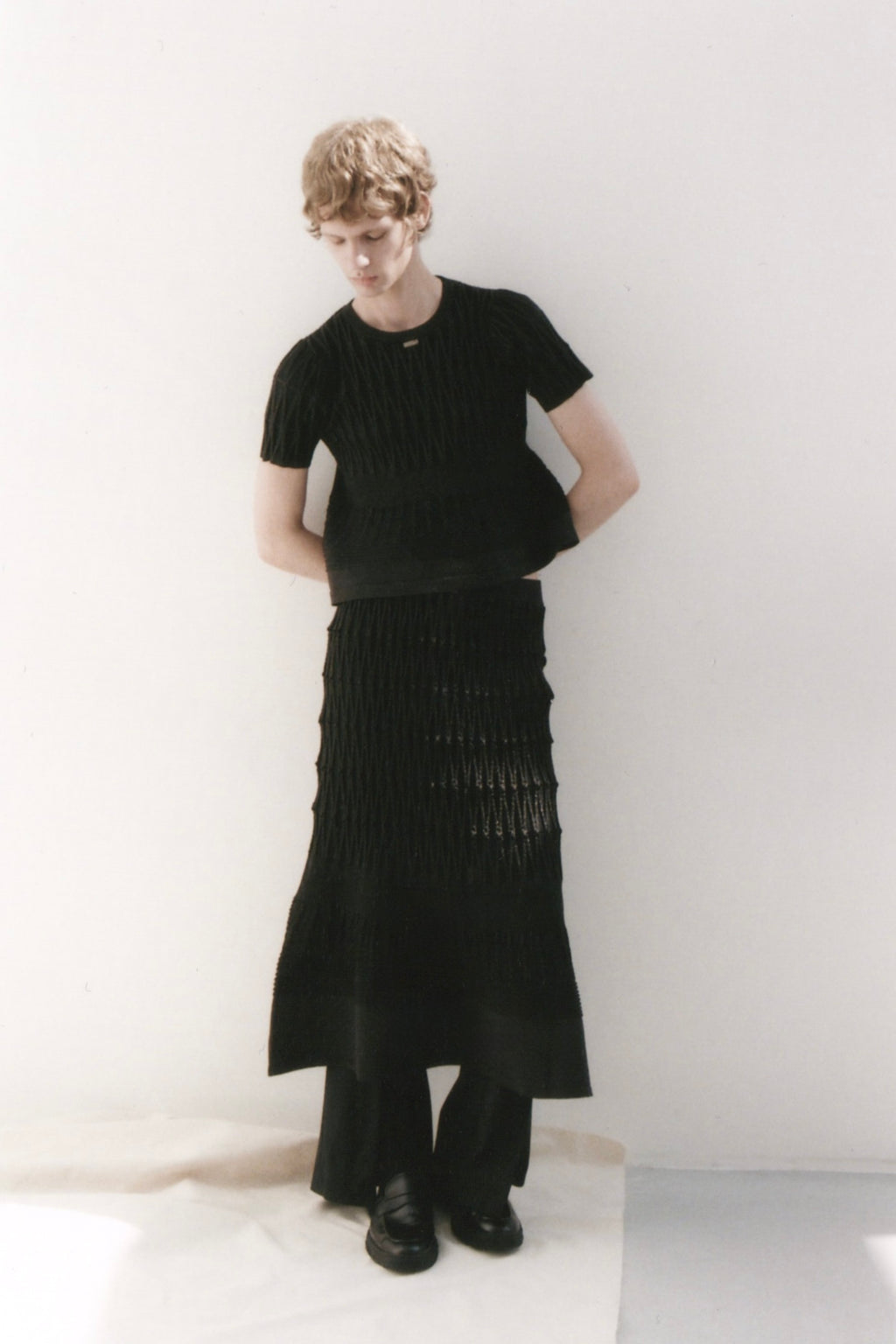【26SS予約商品】Spiky Pleats Lame Knit Skirt