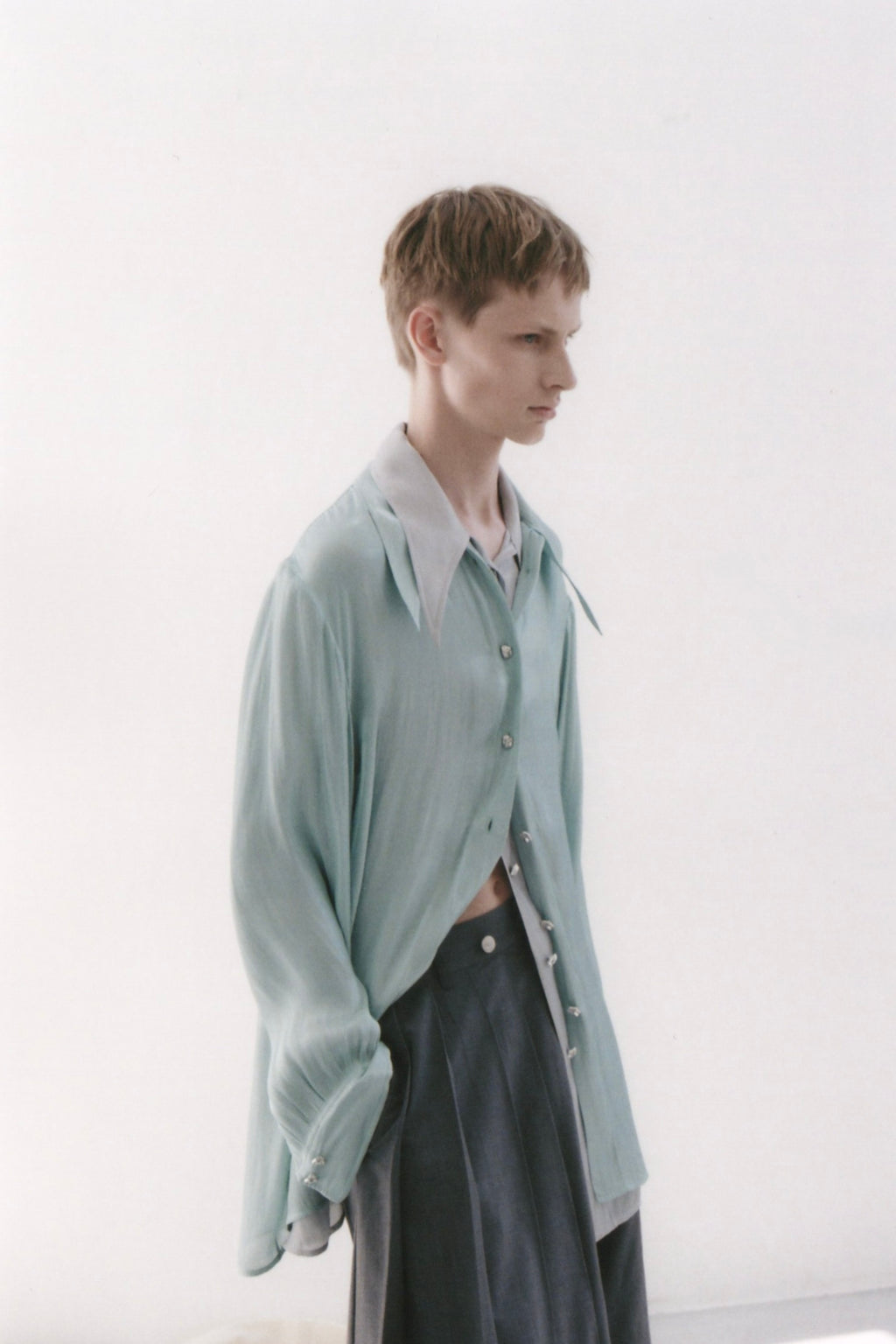 【26SS予約商品】Aqua Textured Sheer Shirt