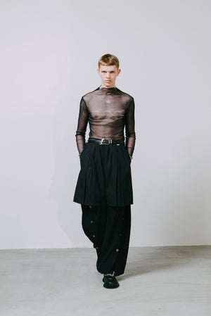 【予約商品】Coin Button Double Tuck Wide Pants