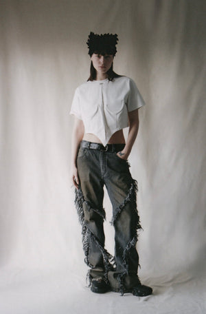 【予約商品】Oil Washed Fringe Denim