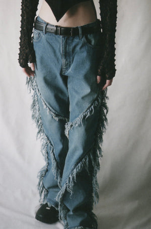 【予約商品】Oil Washed Fringe Denim