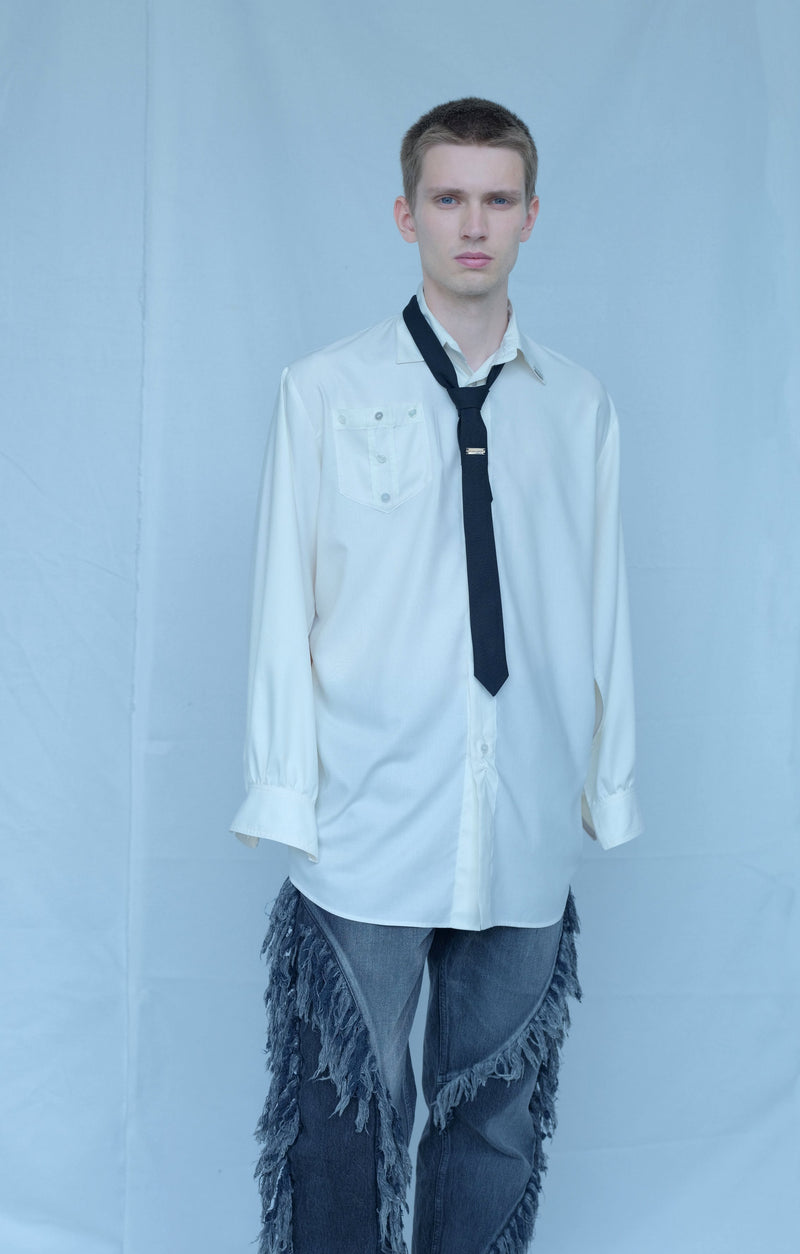 Misbuttoned Draping Dress Shirt