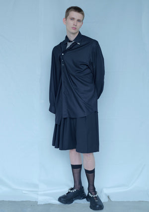 [Reservation product] Misbuttoned Draping Dress Shirt