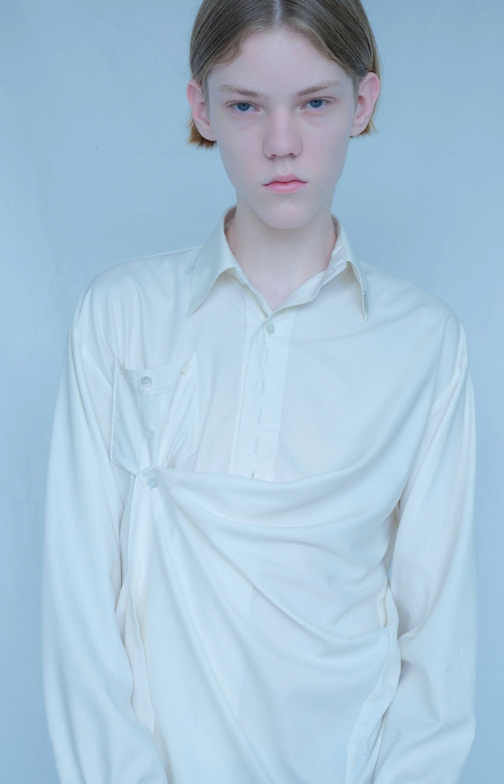 [Reservation product] Misbuttoned Draping Dress Shirt