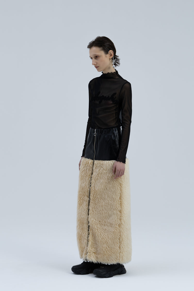 【予約商品】Fur Leather  Double Zipper Skirt