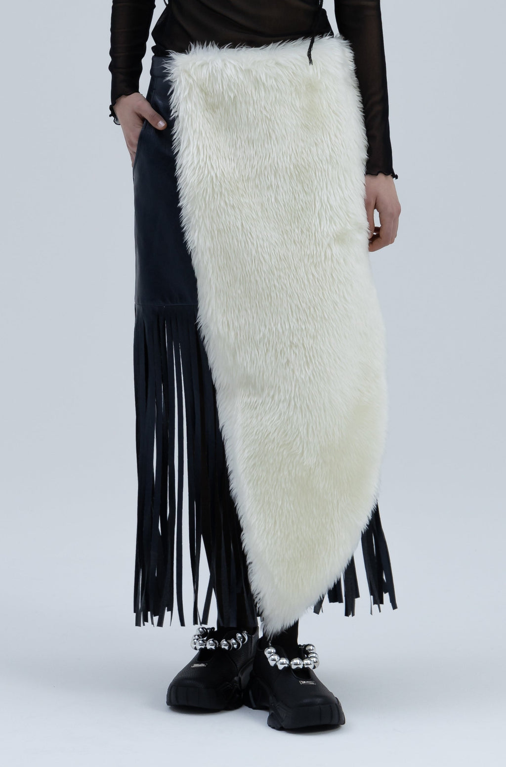 【Coming Soon】Detachable Fur  Leather Fringe Skirt