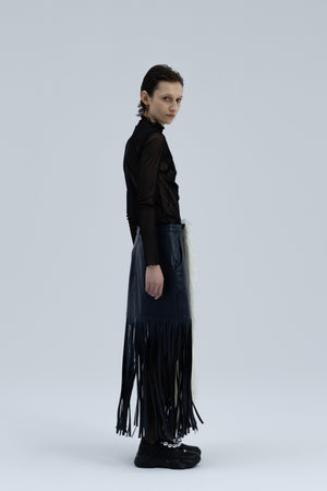 【Coming Soon】Detachable Fur  Leather Fringe Skirt