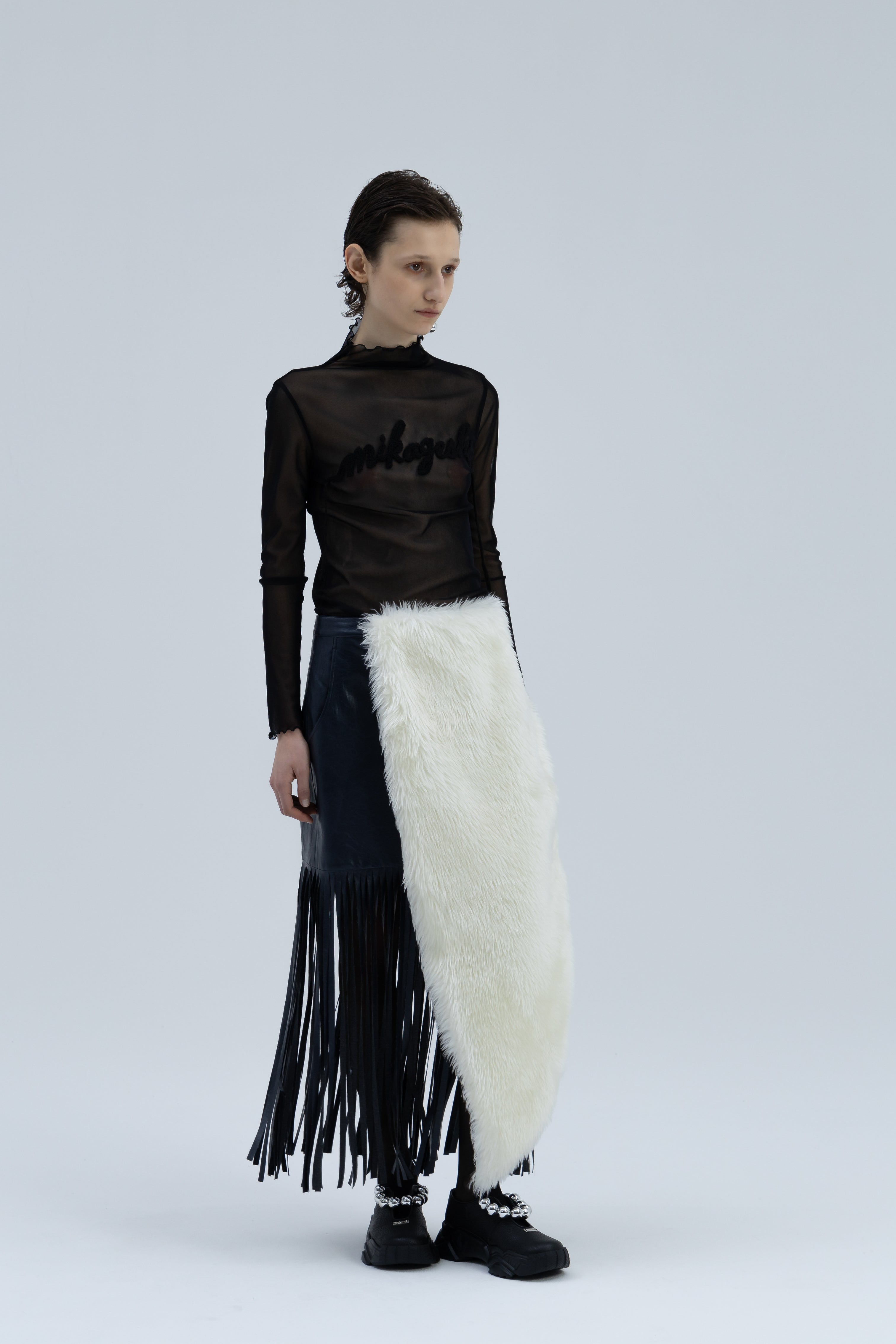 【予約商品】Detachable Fur Leather Fringe Skirt