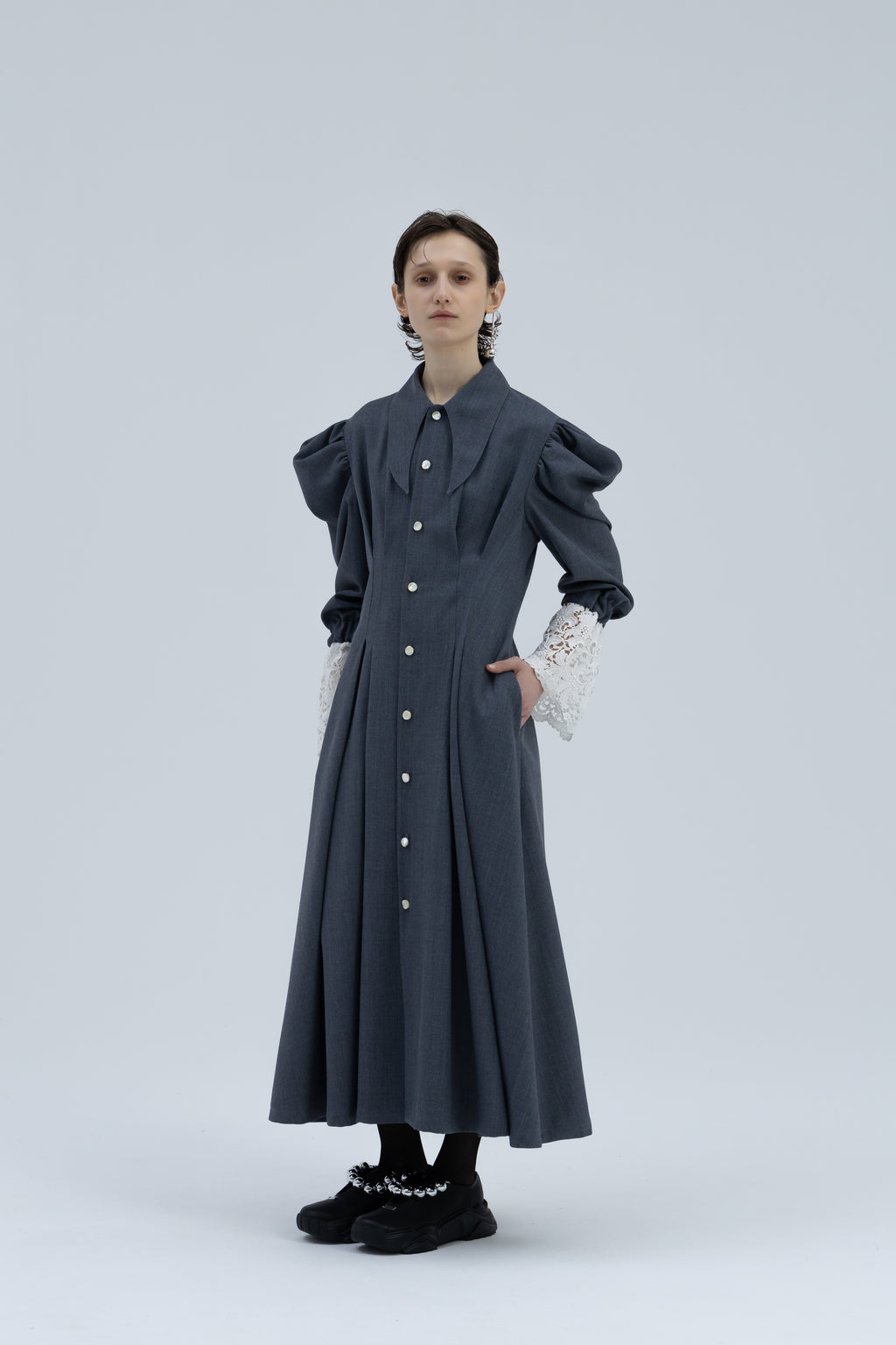 Puff Sleeve  Wool Coat Dress / TW