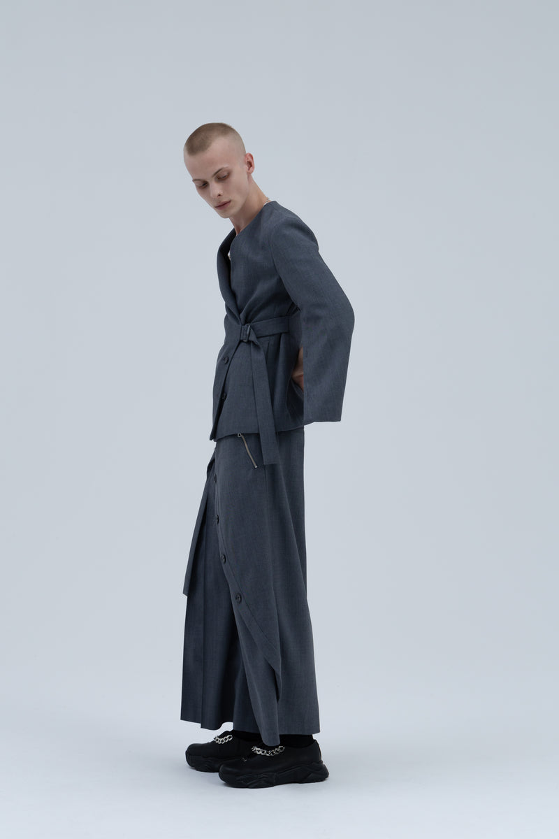 Mikage Shin (ミカゲシン) Pleats Coat 23AW Belt Wrapping Jacket / SG – MIKAGE SHIN