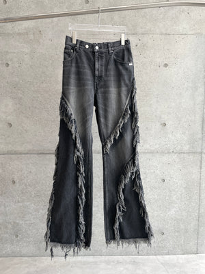 [Reservation product] Fringe Flare Denim Pants