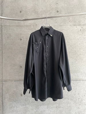 [Reservation product] Misbuttoned Draping Dress Shirt