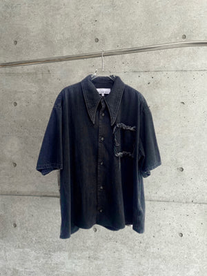 Sharp Collar Washed Denim Shirt