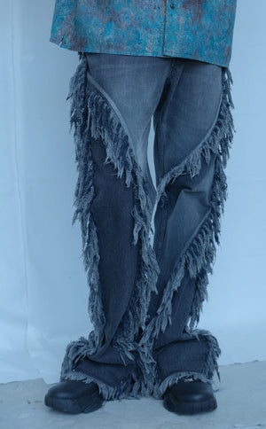 [Reservation product] Fringe Flare Denim Pants