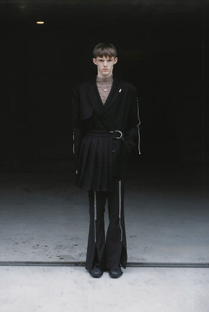 【予約商品】Peaked Lapel Pleats Belt Jacket