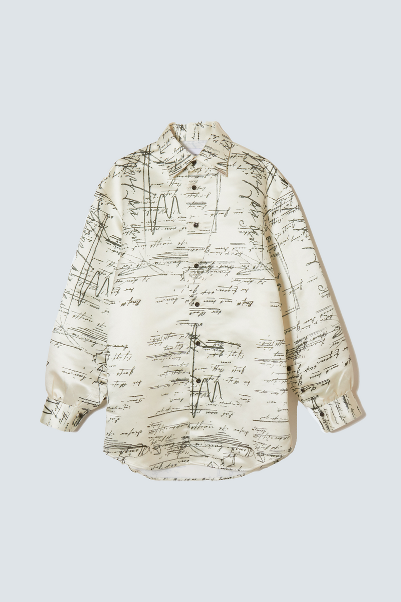 Open Sleeve Air Shirt Jacket / Text & Terrazzo