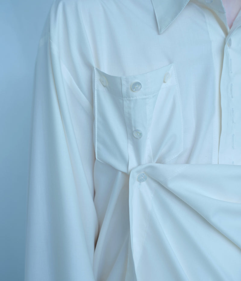 [Reservation product] Misbuttoned Draping Dress Shirt