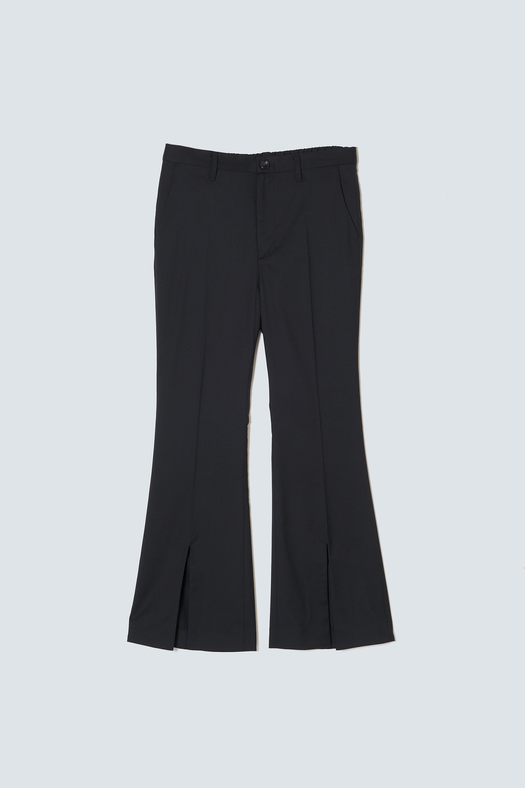 Flare Slit Pants / Black Wool