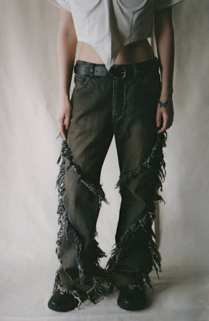 【予約商品】Oil Washed Fringe Denim