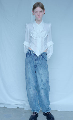 3D Cutting Balloon Denim Pants