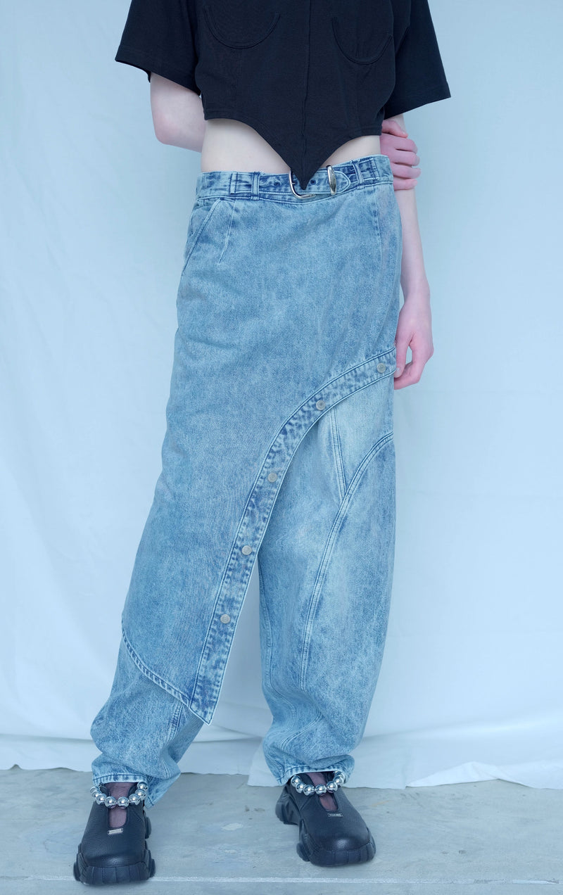 [Reservation product] 3D Cutting Balloon Denim Pants