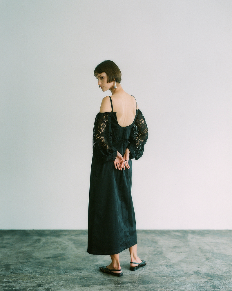 Lace Sculptured Off-Shoulder Dress