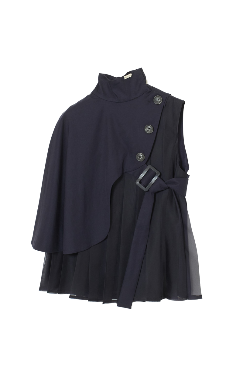 Navy Trench Cape  Layered Tops