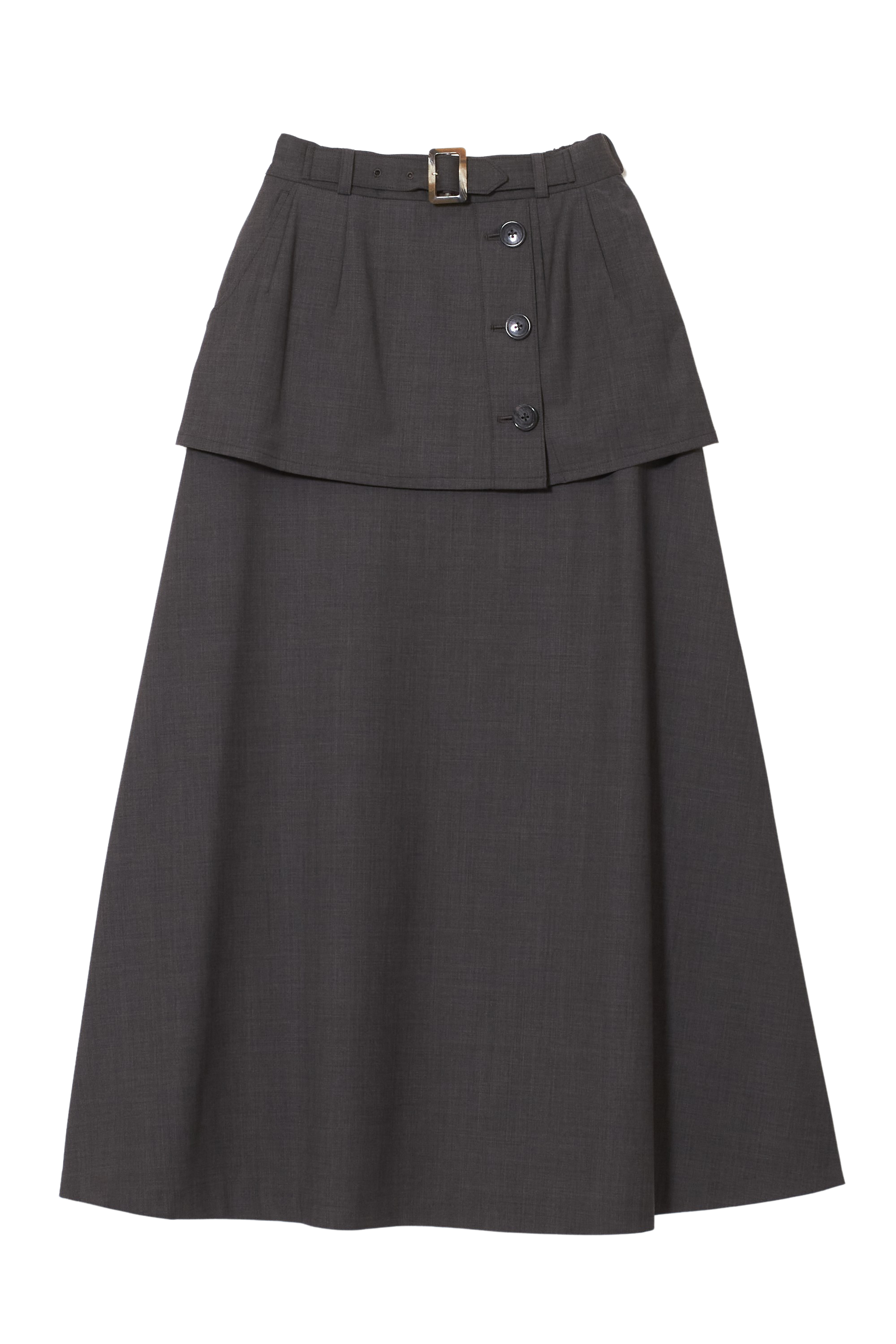 【美品】  MIKAGE SHIN / ミカゲシン | 2022 Button Layered Trench Long Skirt レイヤード トレンチ ロング スカート | 2 | グレー | レディース