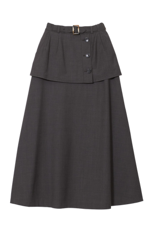 Button Layered Trench Long Skirt