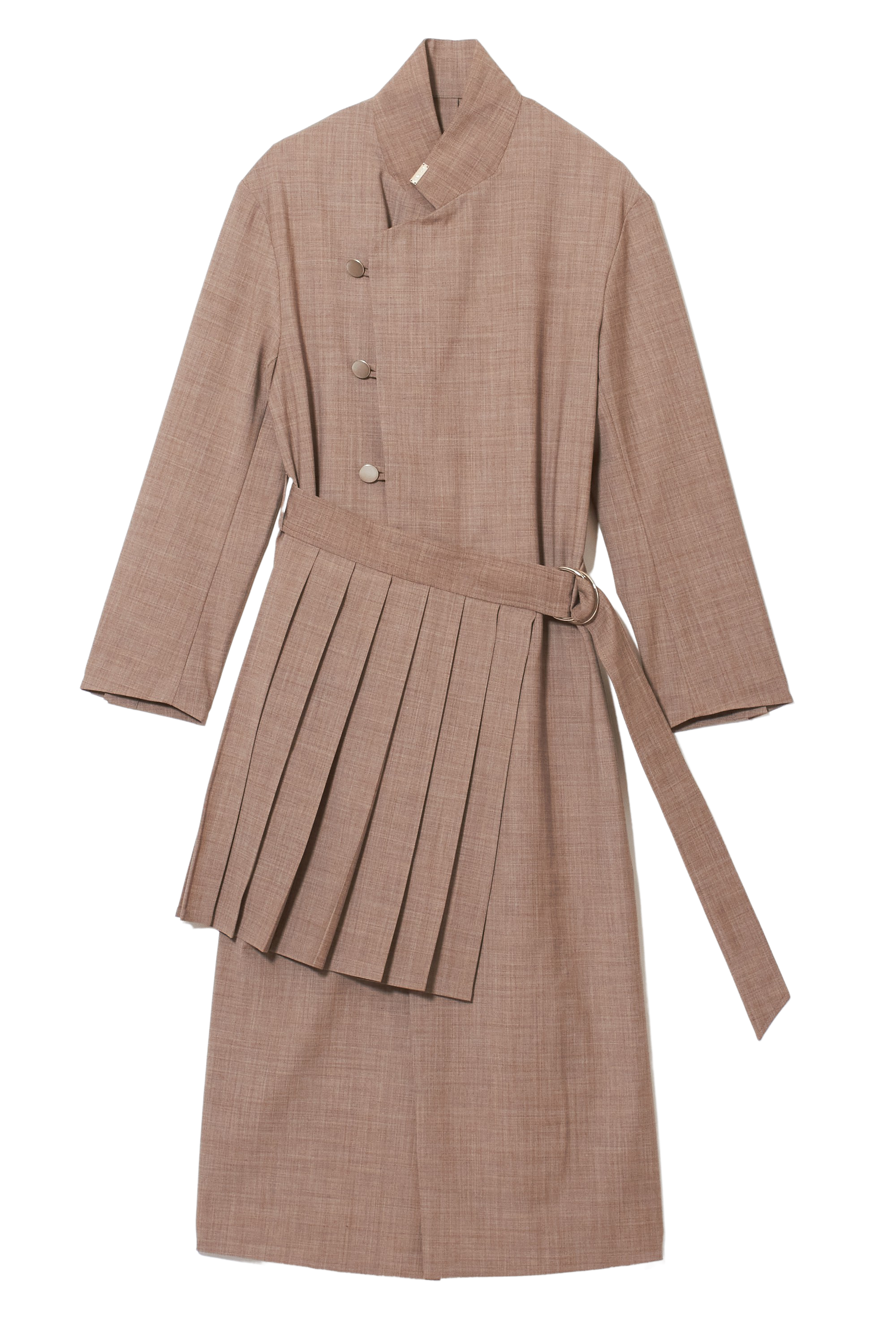 Pleated Stand Collar Coat