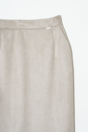 Mermaid Slit Skirt / Beige & Black