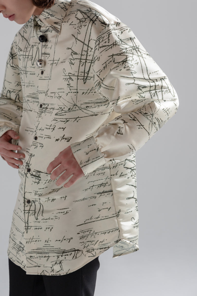 Open Sleeve Air Shirt Jacket / Text & Terrazzo – MIKAGE SHIN